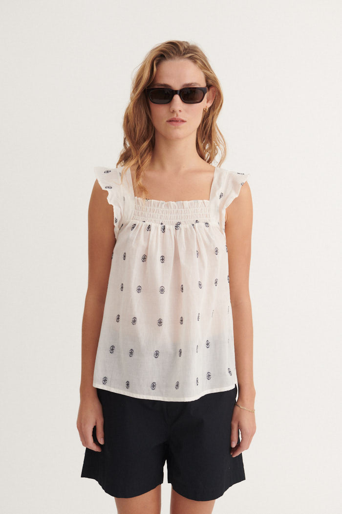 Basic Apparel Ada Top Tops & tank-tops 705 whisper white / Sky captain